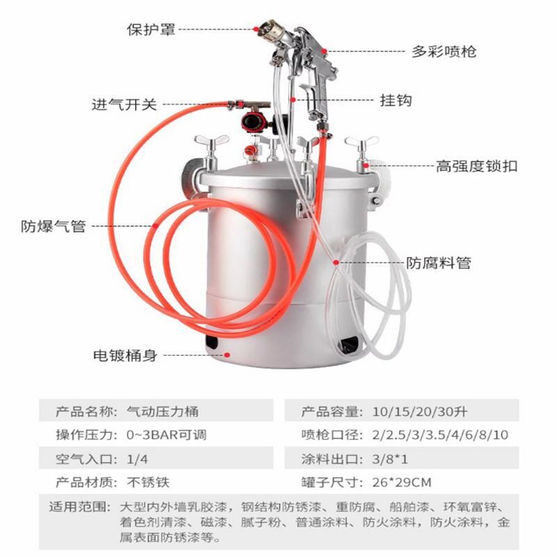 10升水包水多彩漆喷枪油漆喷漆枪大理石乳胶喷涂机涂料压力桶砂抢