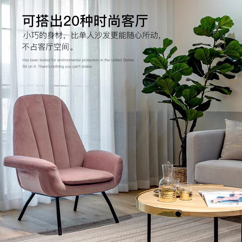 北欧单人沙发椅子轻奢现代休闲椅老虎椅客厅皮沙发创意铁艺沙发