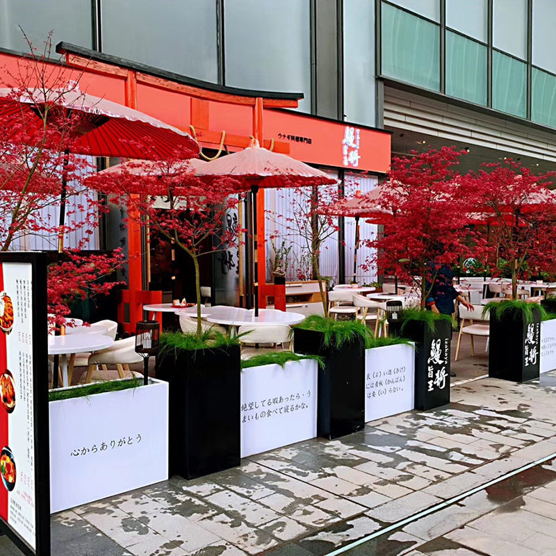 白色定制花箱户外组合隔断花槽商业园艺金属大种植箱立体造型花坛
