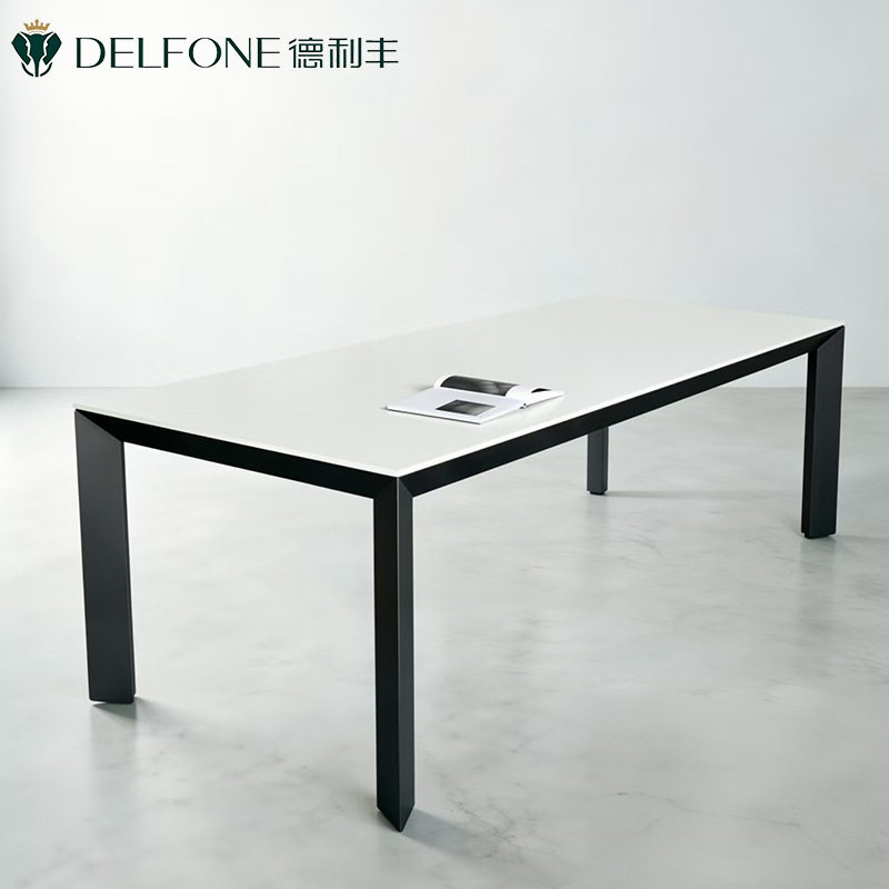 极简德利丰岩板餐桌家用大小户型简约现代会议台办公桌长方形饭桌