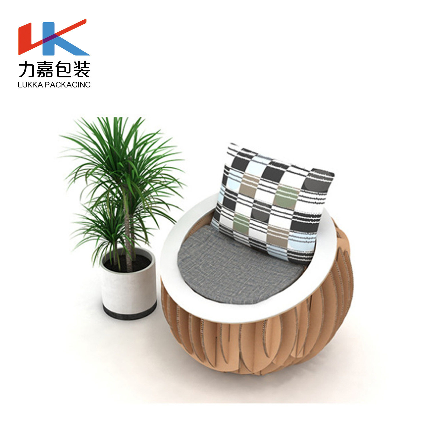力嘉包装瓦楞纸球形沙发创意家具展会展览摆件环保创意居家定制