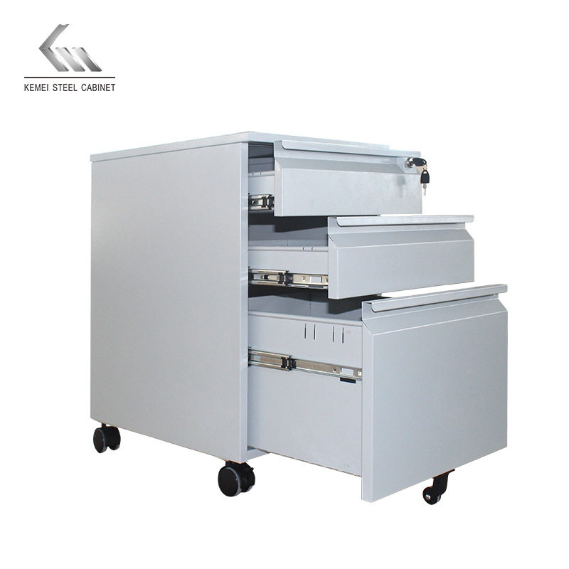 厂家办公室桌带锁可移动活动柜电脑桌下收纳柜三抽置物大容量