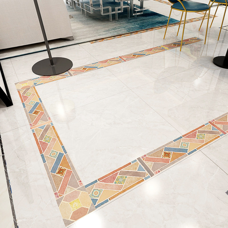 地砖贴脚花波导线贴纸波打线瓷砖过道客厅拼花地板砖个性花纹装饰