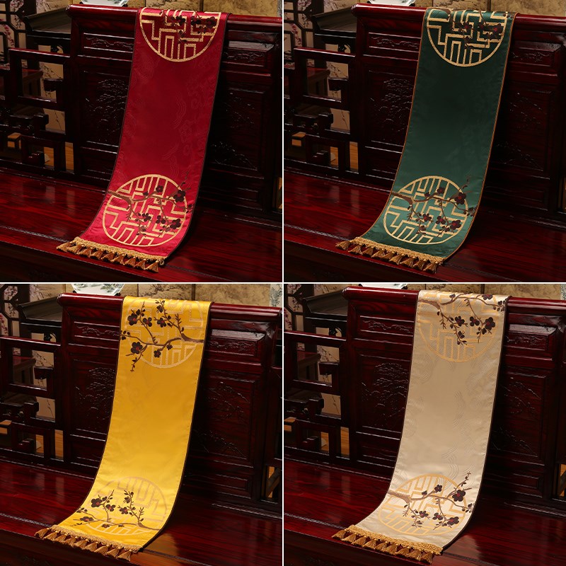 新中式禅意桌旗茶几餐桌装饰长条桌布茶台边柜茶旗电视柜盖巾定制