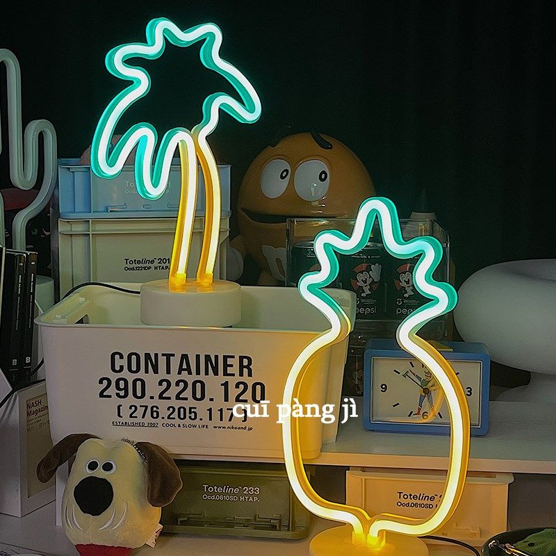 复古椰子树仙人掌led氛围灯床头灯卧室夜灯装饰霓虹台灯摆件礼物,家装灯饰光源,氛围灯,淘宝优惠券,粉丝福利购,淘宝优惠卷