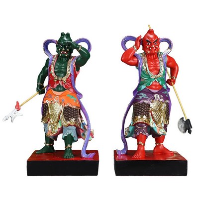 永泽堂千里眼顺风耳敦煌彩妈祖左右护法神像家居摆件