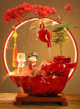 创意婚庆流水摆件结婚送新人礼物婚房布置情人节礼品陶瓷装饰品