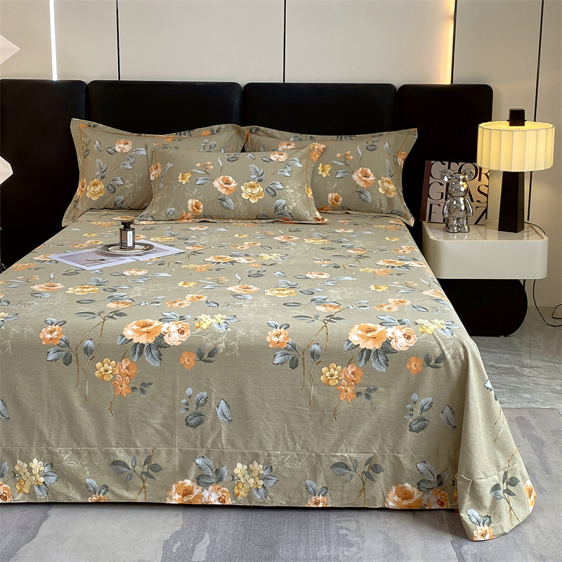 牀单全棉磨毛单件纯棉冬季加厚被单1.5m宿舍单双人三件套小清新花