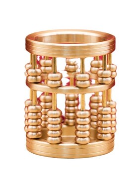 创意中式黄铜算盘摆件笔筒活动珠子珠算文房办公室黄铜装饰品礼物