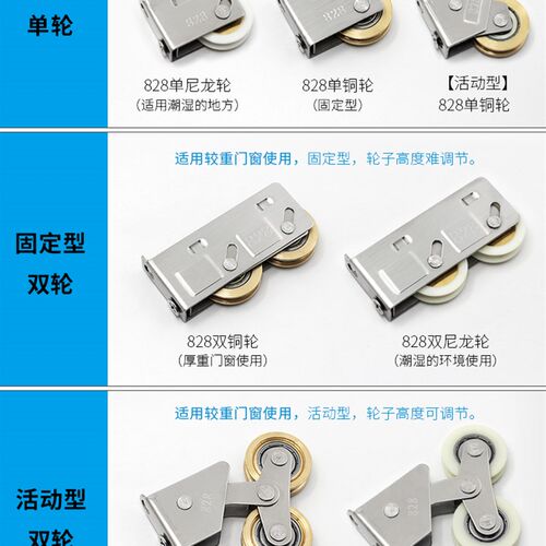 铝合金门窗滑轮828型不锈钢滑轮老式推拉窗户轨道滚轮玻璃移门轮