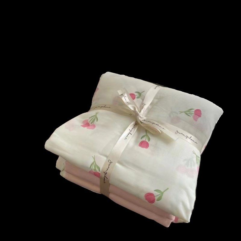 A类母婴级全棉双层纱四件套柔软透气小清新四件套床上用品