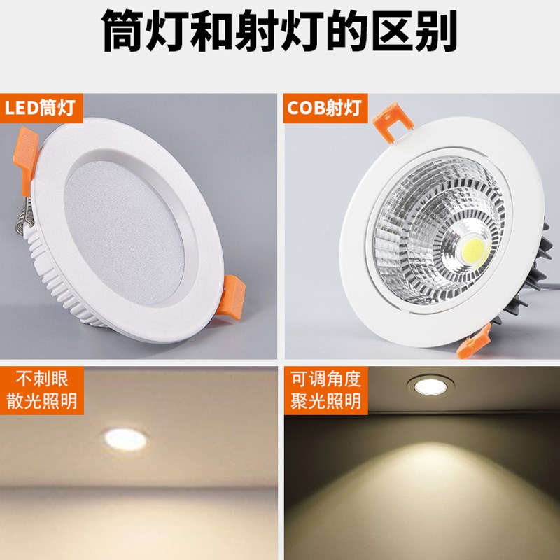 防水筒灯LED嵌入式门头射灯防雾浴室卫生间孔灯商铺门口灯天花灯