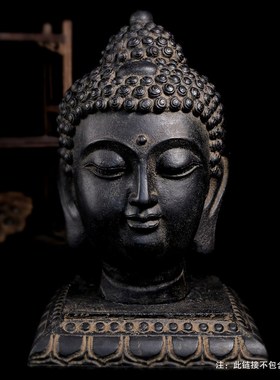 手工仿古做旧佛首禅意摆件玄关客厅家居软装小佛头