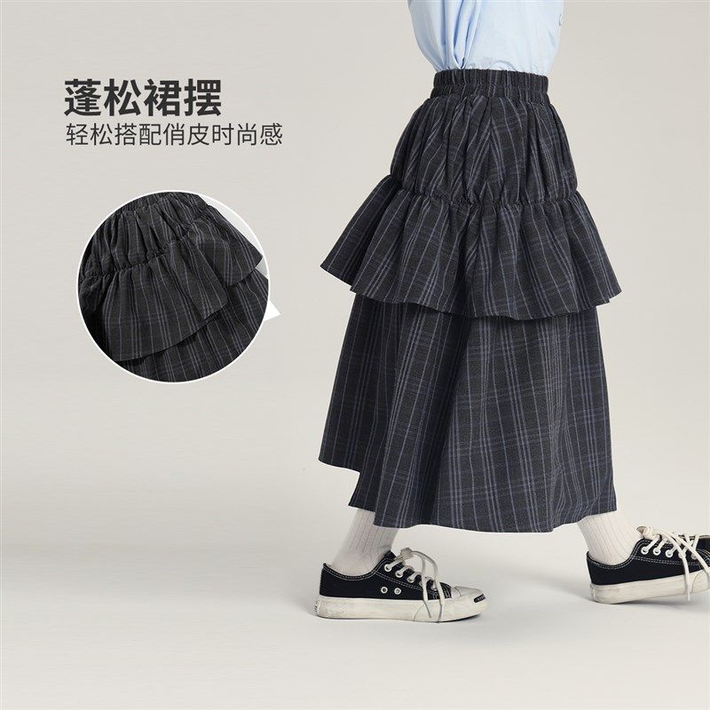 布丁哈鲁童装女童洋气裙子2025春季新款儿童条纹格子蓬松半身长裙,童装/婴儿装/亲子装,半身裙,淘宝优惠券,粉丝福利购,淘宝优惠卷