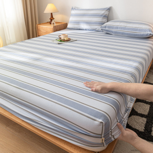 母婴纯棉加厚老粗布床笠款1米35M夏季全棉防滑床罩150x190床垫套.
