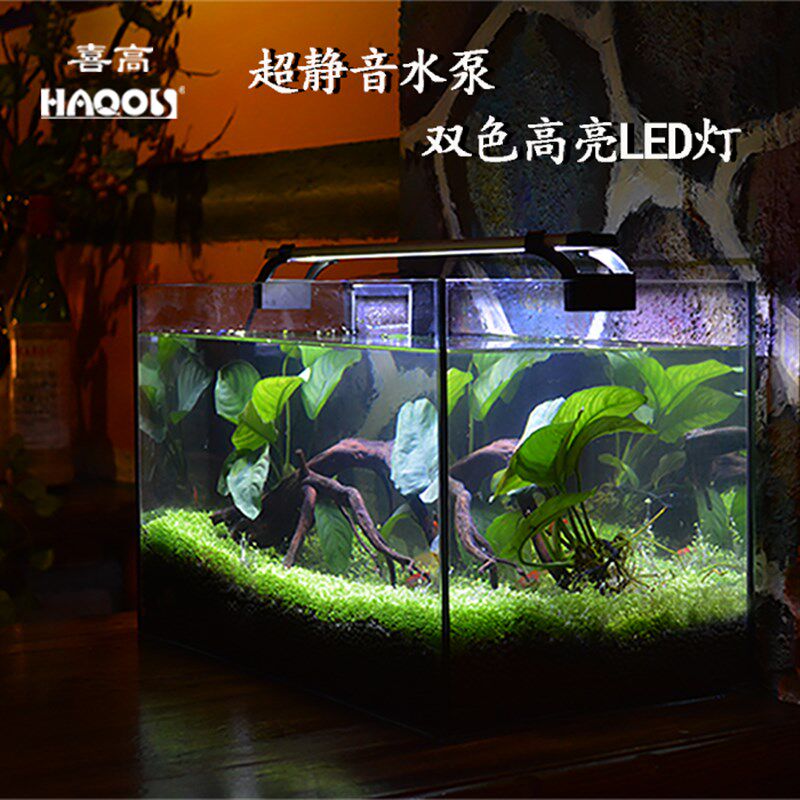 高清简约装饰迷你鱼缸客厅家用书房透明桌面水族箱创意玻璃乌龟缸