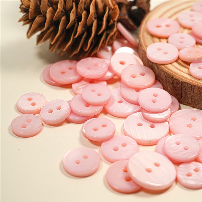 纽扣专卖天然贝壳纽扣两眼平面粉色纽扣衬衫衣裙真贝壳贝壳钮扣子