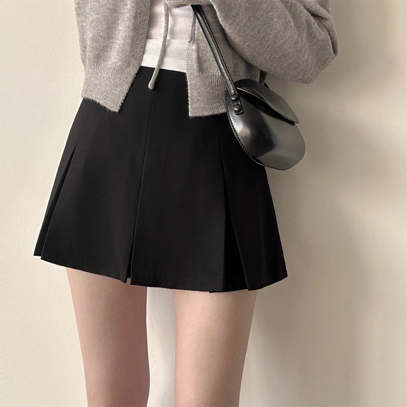 灰色百褶裙半身裙女百搭高腰显瘦学院风a字裙西装短裙防走光裙裤