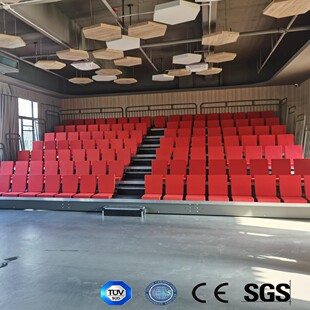 电动伸缩看台座椅可收拢移动看台椅会议厅演播室观众席伸缩看台椅