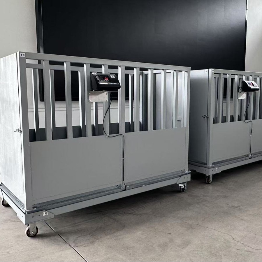 养猪场用称猪羊带轮平台秤畜牧秤猪笼称带围栏的地磅称