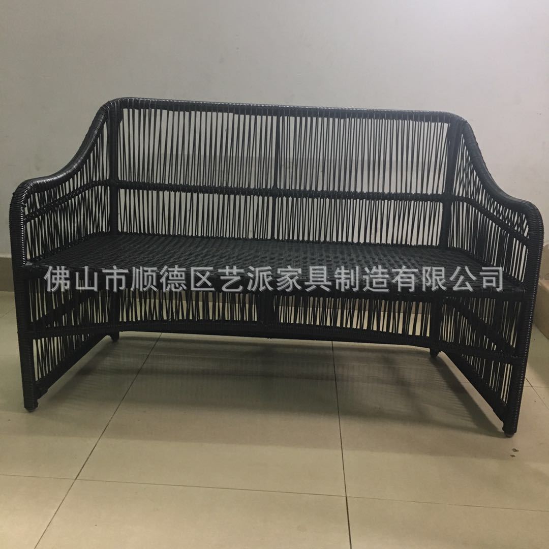 供应户外藤编双人藤编沙发现代简约休闲沙发厅铝框架+PE藤家具3