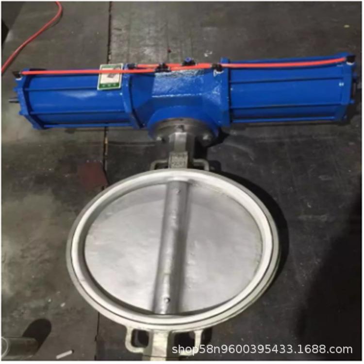 D671X-16P双作用气动对夹软密封蝶阀304板中线水用蝶阀DN150