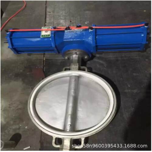 D671X-16P双作用气动对夹软密封蝶阀304板中线水用蝶阀DN150