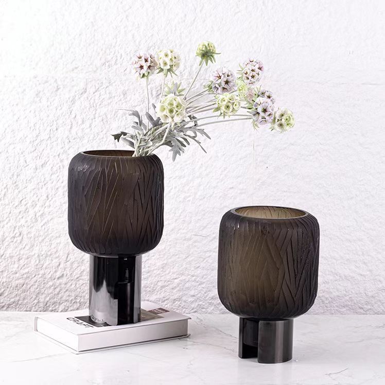 现代轻奢玻璃花瓶 创意艺术花器摆件插干花水培餐桌摆件批发ins风