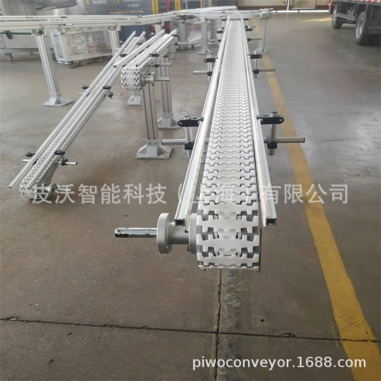 水平爬坡防滑柔性平板线上海江苏浙江柔性链输送63-295链宽设计