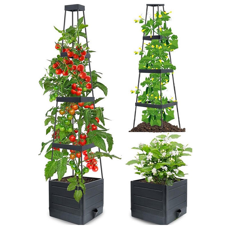 跨境批发塔形种植箱阳台种菜种植架套装户外浇水滚轮箱蔬菜箱
