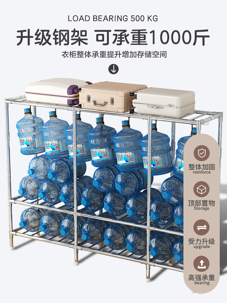 A6T简易衣柜家用卧室全钢架布衣柜出租房结实耐用加粗加厚组装收