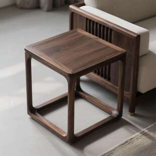 北美黑胡桃木角几宋式沙发边几阳台茶水柜实木卧室床头柜小置物架