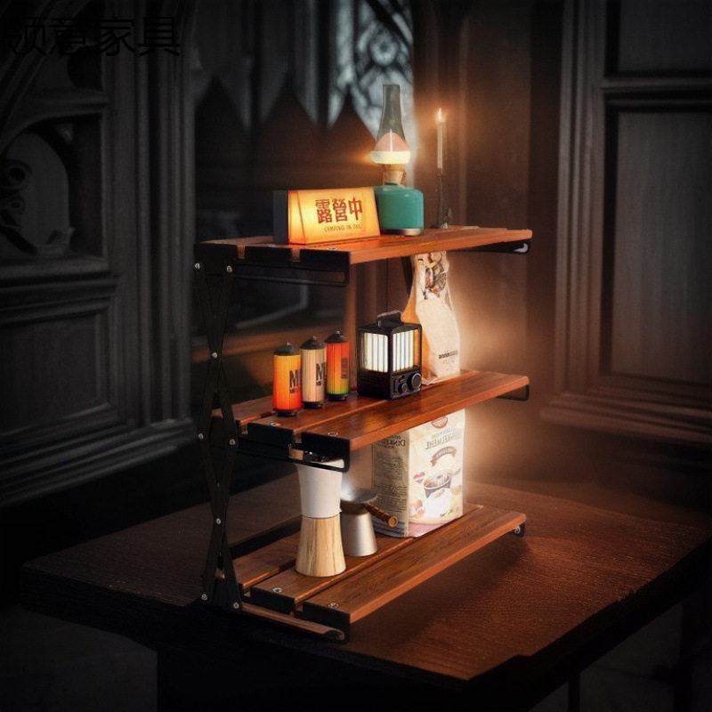 户外置物架可折叠便携式电脑桌整理架电竞桌搭三层收纳架子小桌子