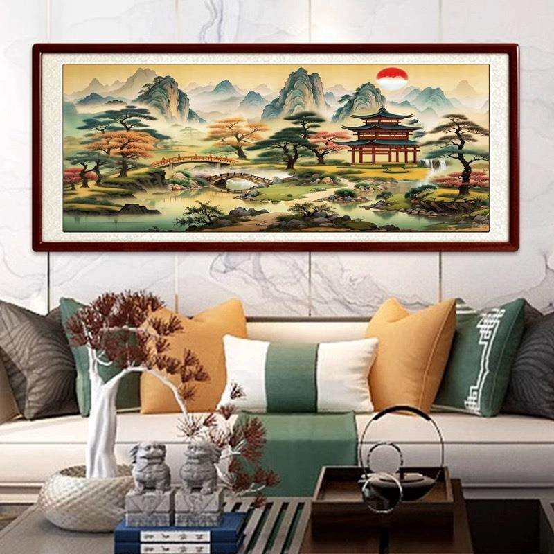 工厂亭台楼阁十字绣2026新款线绣新中式客厅卧室风景山水国画