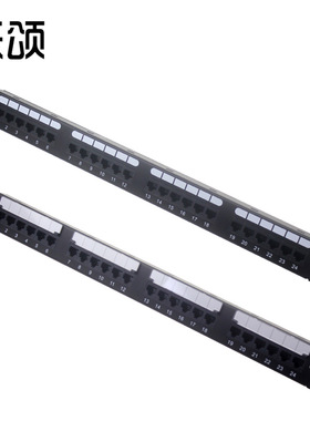 新款24口六类Cat6网络配线架扁针镀金 RJ45 另有超五类Cat5e可选