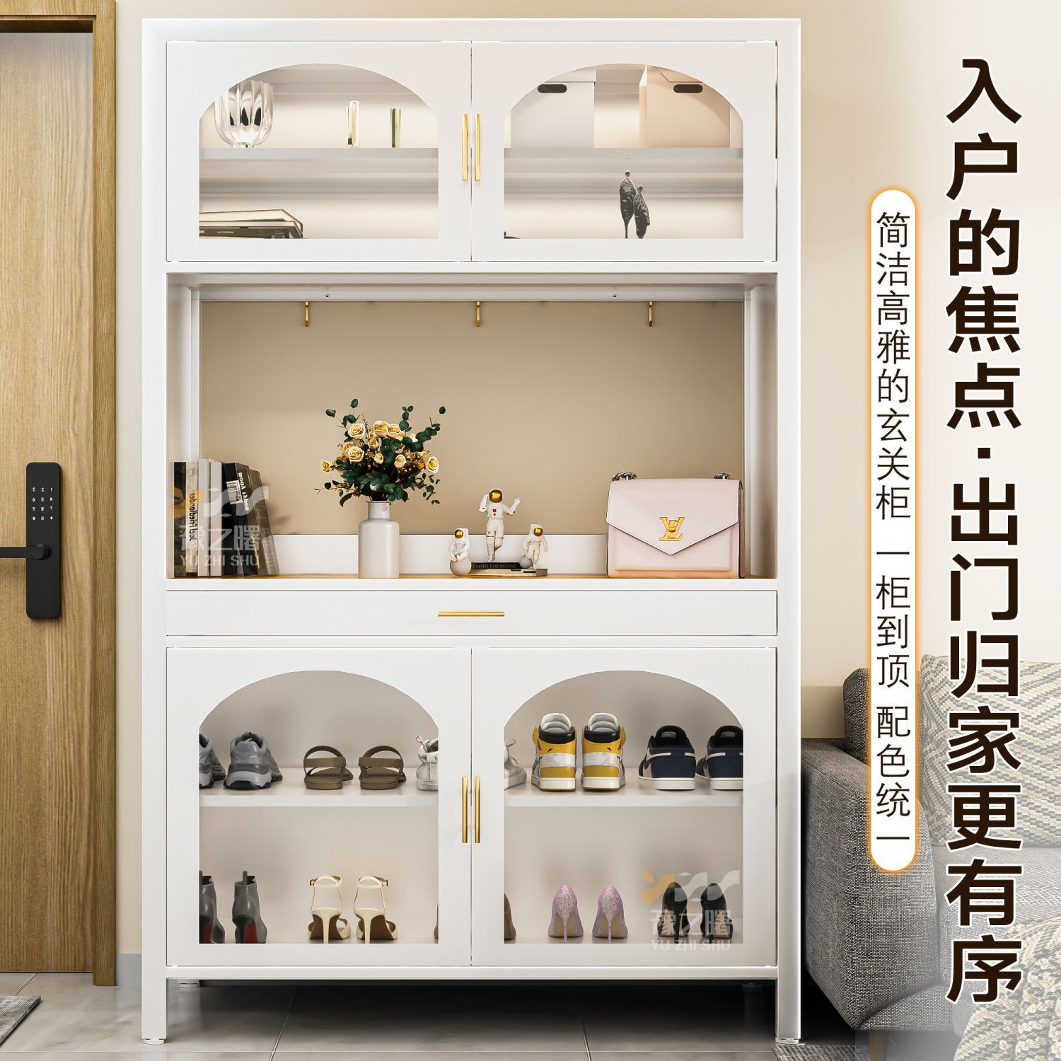 厨房靠墙落地多层微波炉烤箱架