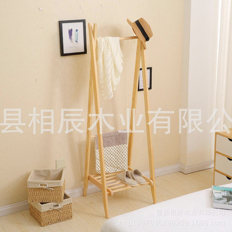 实木简约现代衣帽架卧室迷你放鞋架阳台晾衣架门口换衣架子北欧风