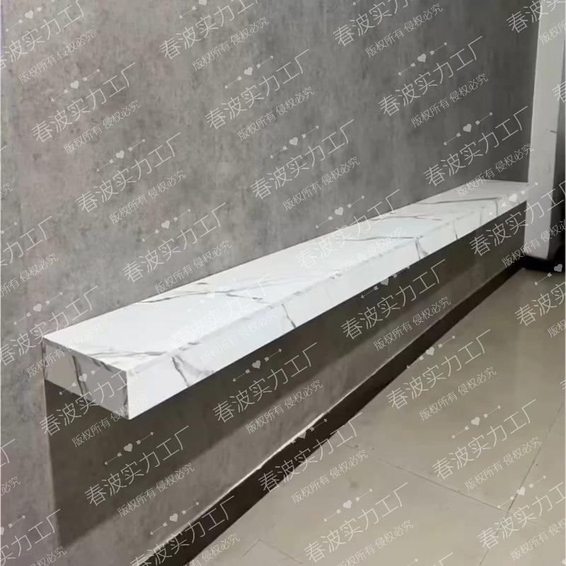 区染烫台面实木专用一体壁挂带抽屉柜子大理石台面台面镜台理发店