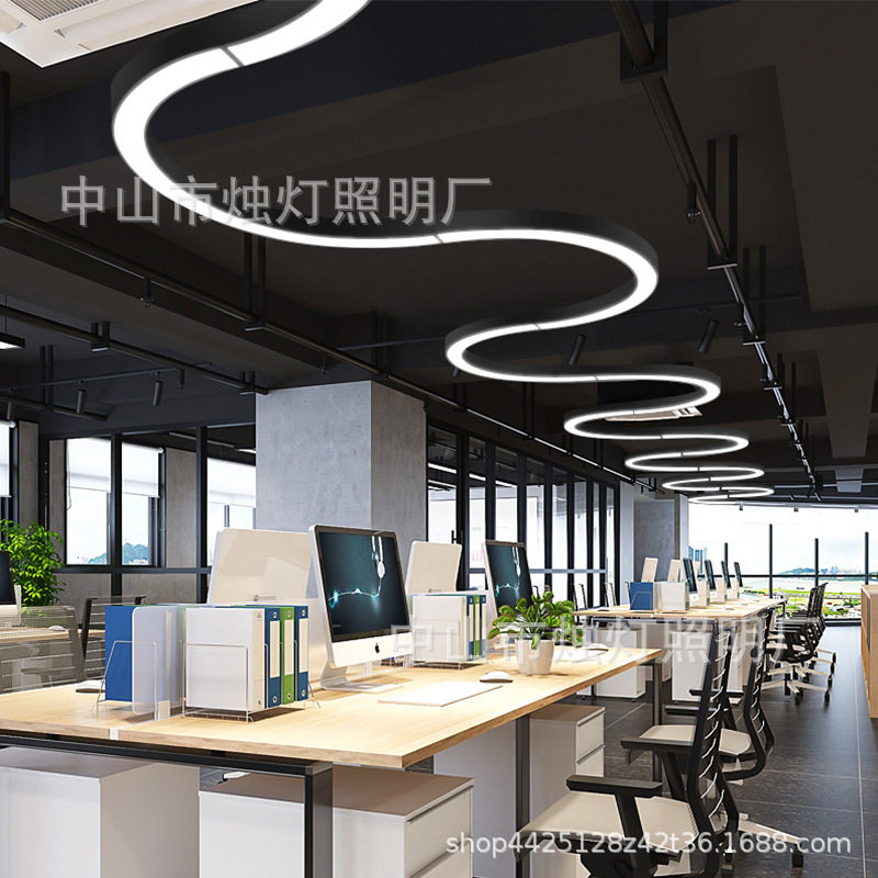 半c形健身房灯饰现代简约办公室led灯具走廊过道装饰半环型吊灯