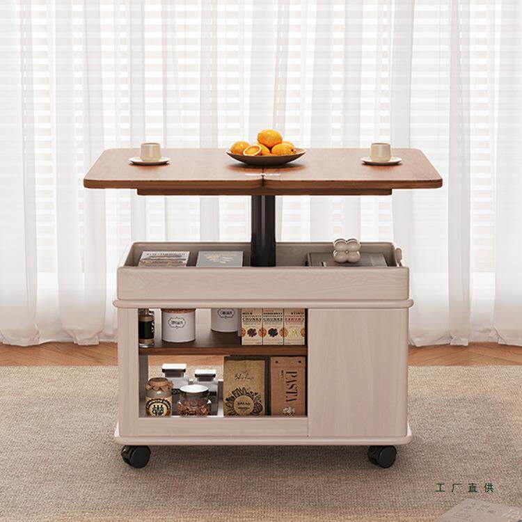 可移动茶几小户型客厅家用边几升降折叠实木沙发边柜多功能茶桌
