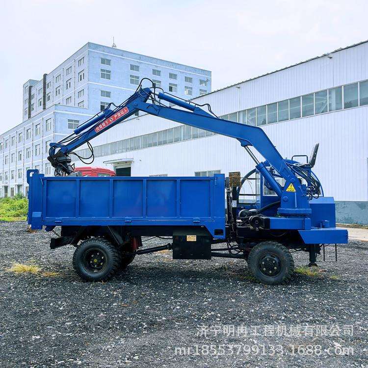 轮式翻斗抓木机小四驱农用随车抓液压臂伸缩抓甘蔗桔梗等农作物