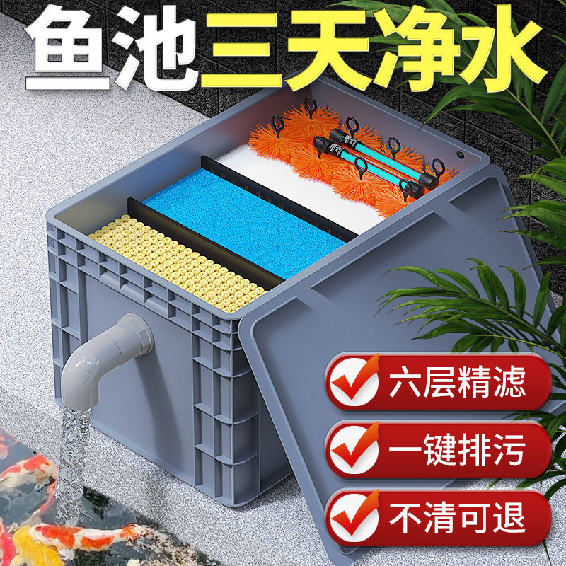 鱼池水循环系统过滤器设备鱼塘养鱼户外大型水池净水周转箱过滤箱