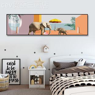 网红现简约女生房间装 饰画代孩女孩壁画室温馨挂画卡 饰画卧床头装