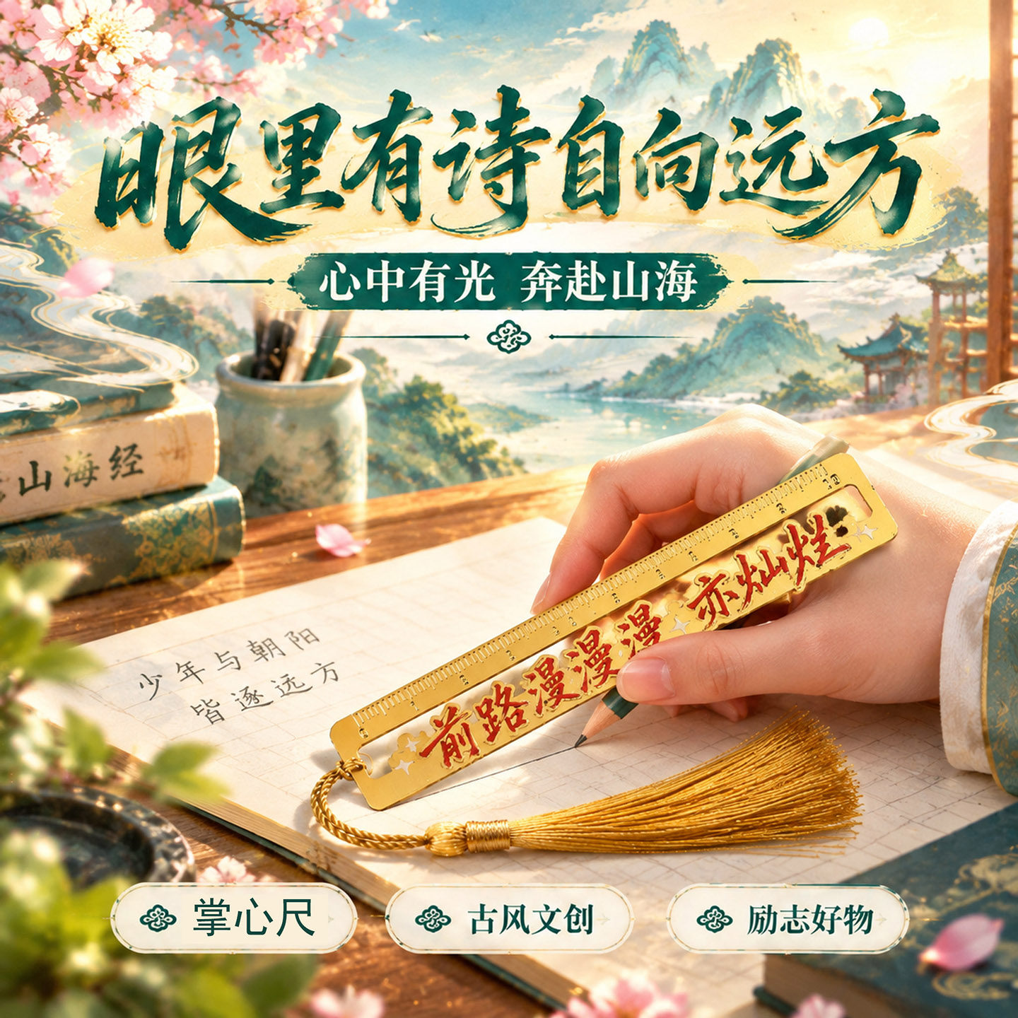 高颜值金属镂空书签尺子长条流苏小学生创意文具复古中国风古典精致高级感全班批发小礼品奖励礼物鼓奖励学生