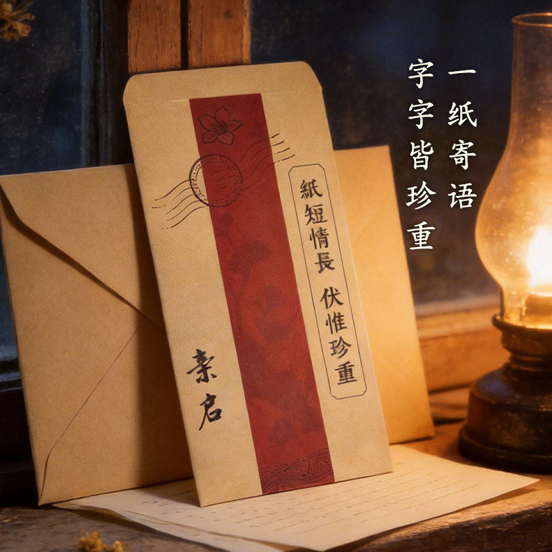 复古牛皮纸侨批信封中式老旧信封加厚潮汕平安批信封信纸套装高级仪式感电影给阿嬷的情书信笺精致空白手写信