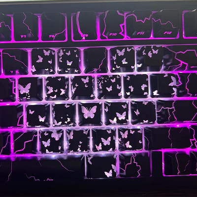XVX黑色蝴蝶爱心键帽增补图案透光IMD键帽磁轴机械键盘帽无刻通用