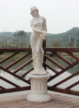 欧式花园别墅人物雕塑装饰摆件家居客厅阳台景观复古石膏艺术品