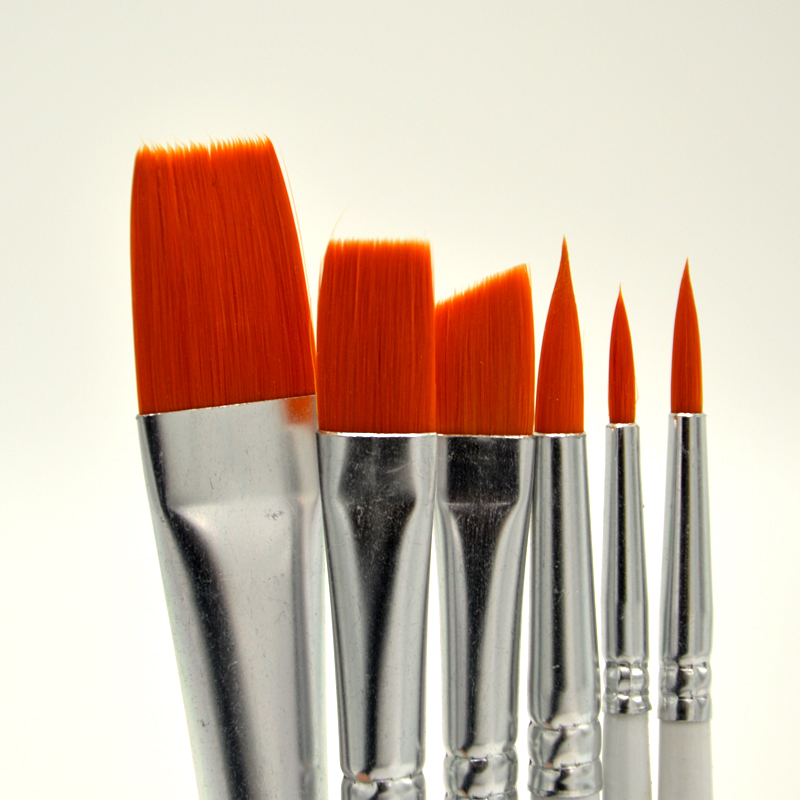 卡通包子馒头刷水刷 6支白杆尼龙毛套装水粉水彩画笔卡通面食造型