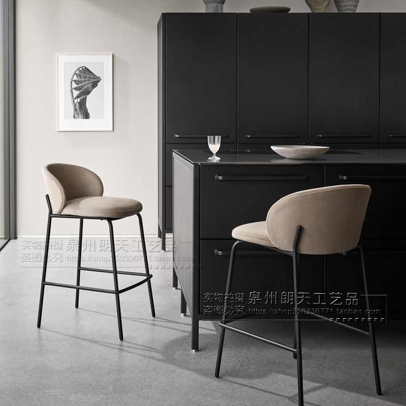 北欧轻奢吧椅家用吧台椅简约时尚酒吧椅吧凳靠背高脚凳网红吧台凳