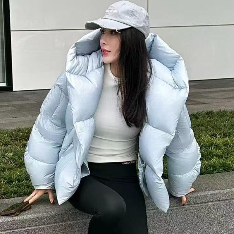 高级感超好看黑色短款羽绒服女冬季2025新款时尚洋气面包服厚外套